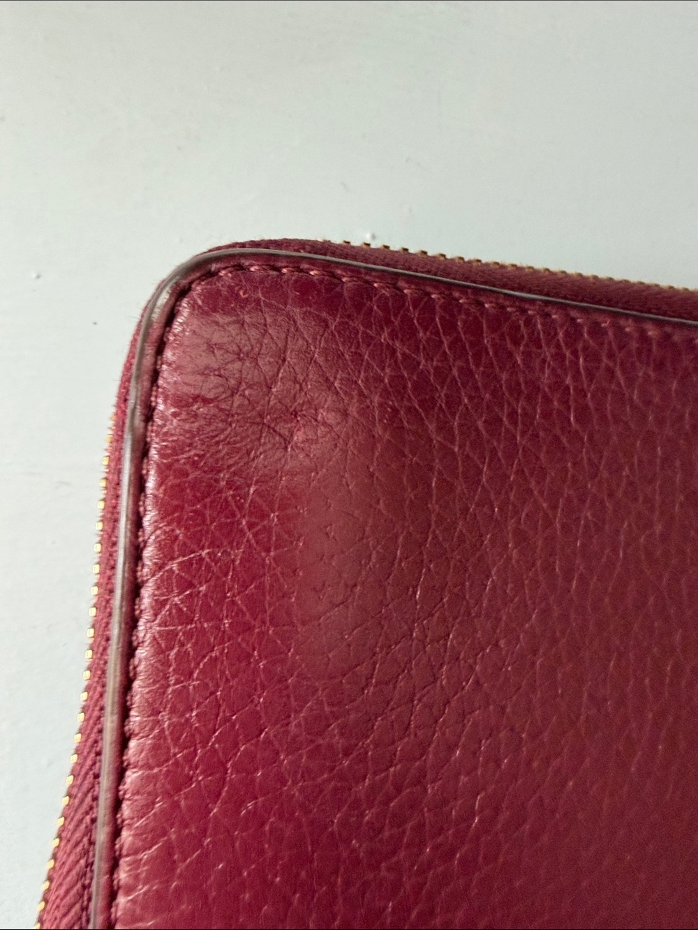 Michael Kors Wine Leather Zip-Around Wallet with Gold Plaque - Picture 5 of 14